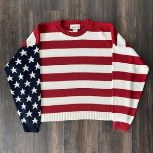 Vintage NWOT Knit American Flag USA Knit Misolli Stars Stripes Patriotic Size XL